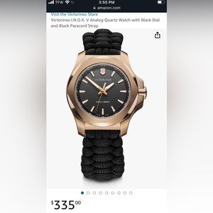 Victorinox I.N.O.X. V Analog Quartz Watch with Black Dial and Paracord Strap